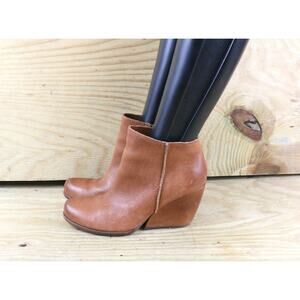 Kork Korks Ease Boots Womens 9.5 Brown Leather Natalya Wedge Ankle Zip Shoes